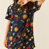 Alaina Cloud Jersey Shirt Dress in Mystic