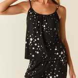 Bella Cloud Jersey PJ Set in Black Stars