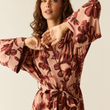 Kaia Cloud Jersey Kimono Robe in Rosewood