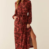 Skyler Cloud Jersey Banded Long Robe in Botanical