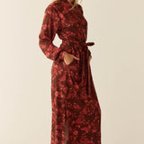 Skyler Cloud Jersey Banded Long Robe in Botanical