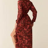 Skyler Cloud Jersey Banded Long Robe in Botanical