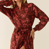 Skyler Cloud Jersey Banded Long Robe in Botanical
