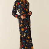 Skyler Cloud Jersey Banded Long Robe in Mystic