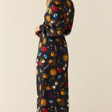 Skyler Cloud Jersey Banded Long Robe in Mystic