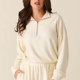 Felicia Cloud Fleece Half Zip in Meringue