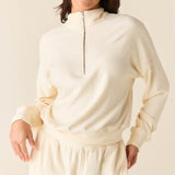 Felicia Cloud Fleece Half Zip in Meringue