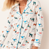 Kara Cloud Jersey Boyfriend Shirt in Aprés Pups