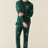 Adam Cloud Jersey Henley Set in Green Stars