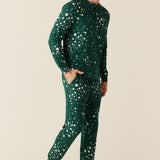 Adam Cloud Jersey Henley Set in Green Stars