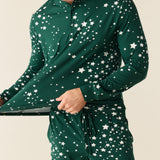 Adam Cloud Jersey Henley Set in Green Stars
