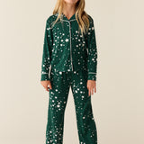 Alex Cloud Jersey Tween PJ Set in Green Stars
