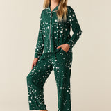 Alex Cloud Jersey Tween PJ Set in Green Stars