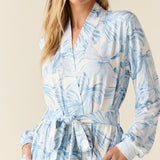 Della Cloud Jersey Banded Midi Robe in Winter Bows