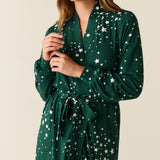 Della Cloud Jersey Banded Midi Robe in Green Stars