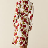 Della Cloud Jersey Banded Midi Robe in Roses Are Red