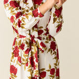 Della Cloud Jersey Banded Midi Robe in Roses Are Red