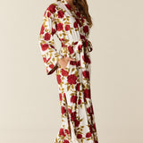 Kaia Cloud Jersey Kimono Robe in Roses Are Red