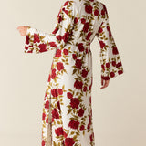 Kaia Cloud Jersey Kimono Robe in Roses Are Red