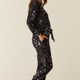 Shari Cloud Jersey PJ Set in Black Stars