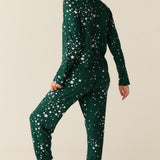 Shari Cloud Jersey PJ Set in Green Stars