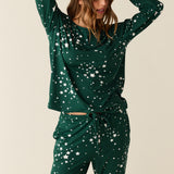 Shari Cloud Jersey PJ Set in Green Stars