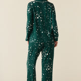 Winter Cloud Jersey PJ Set in Green Stars