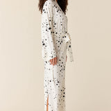 Kaia Cloud Jersey Kimono Robe in White Stars