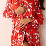 Skyler Cloud Jersey Banded Long Robe in Zen