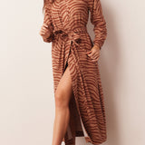 Skyler Cloud Jersey Banded Long Robe in Bengal