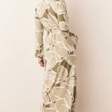 Skyler Cloud Jersey Banded Long Robe in Fern