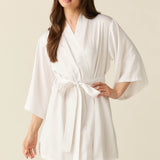 Adriana Luxe Satin Short Kimono in Blanc