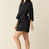 Adriana Luxe Satin Short Kimono in Black