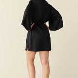 Adriana Luxe Satin Short Kimono in Black