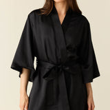Adriana Luxe Satin Short Kimono in Black