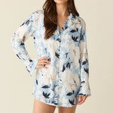 Daniela Luxe Satin Boyfriend Shirt in Gardenia