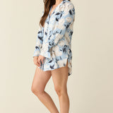 Daniela Luxe Satin Boyfriend Shirt in Gardenia