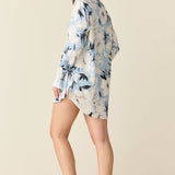 Daniela Luxe Satin Boyfriend Shirt in Gardenia