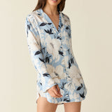 Daniela Luxe Satin Boyfriend Shirt in Gardenia