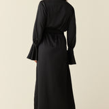 Juliette Luxe Satin Cuff Robe in Black