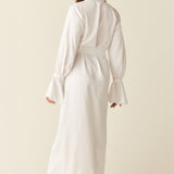 Juliette Luxe Satin Cuff Robe in Blanc