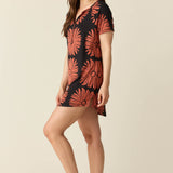 Nikki Summer Jersey Henley Dress in Desert Bloom