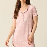 Nikki Summer Jersey Henley Dress in Blush Stars