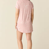Nikki Summer Jersey Henley Dress in Blush Stars