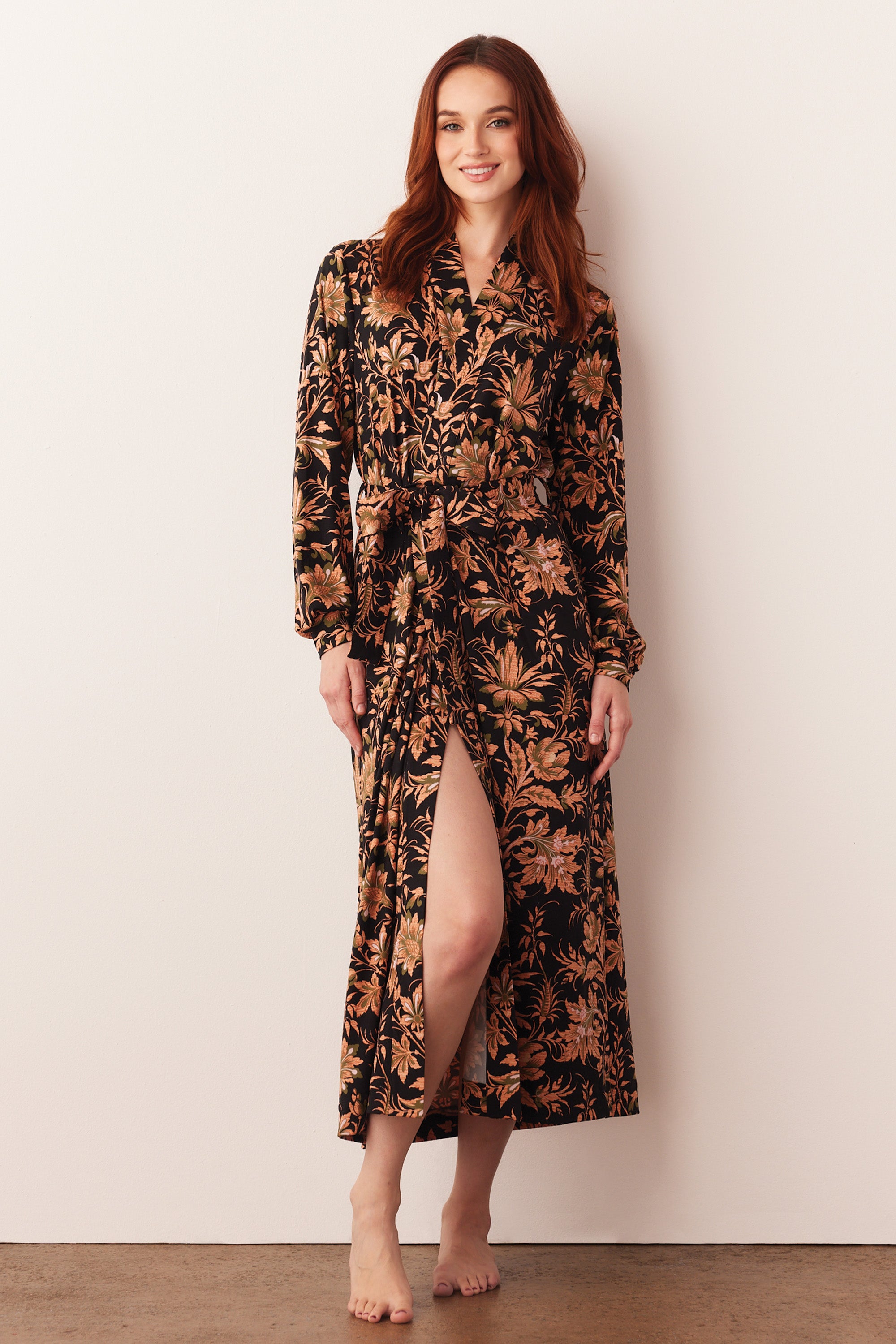 Load image into Gallery viewer, SKYLER BANDED LONG ROBE | DAMASK
