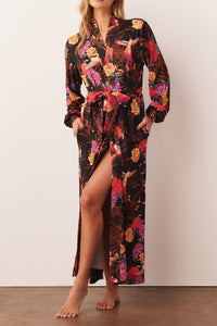 SKYLER BANDED LONG ROBE | TWILIGHT GARDEN
