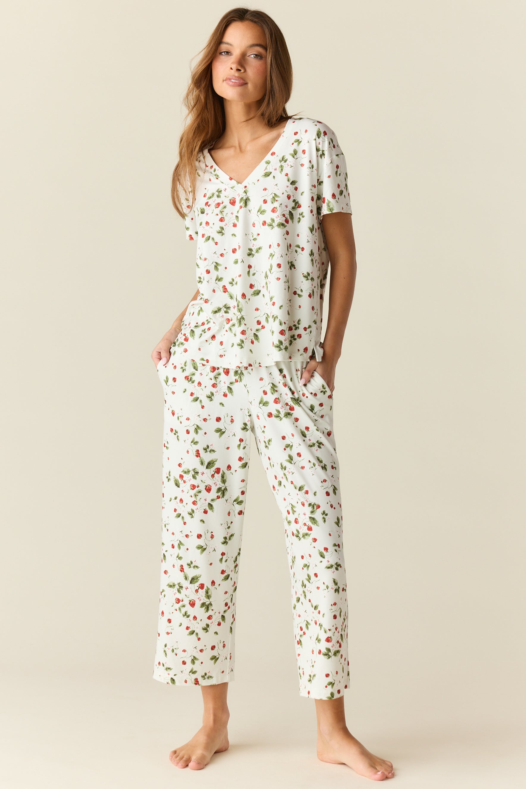Alyssa Cloud Jersey PJ Set Strawberry Bliss