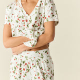 Alyssa Cloud Jersey PJ Set in Strawberry Bliss