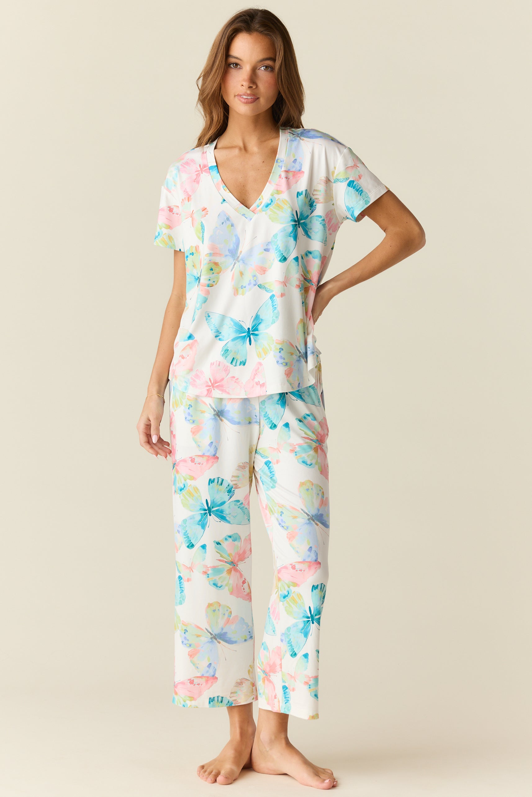 Alyssa Cloud Jersey PJ Set Butterfly Bloom