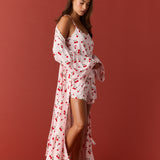 Kaia Cloud Jersey Kimono Robe in Very Cherry